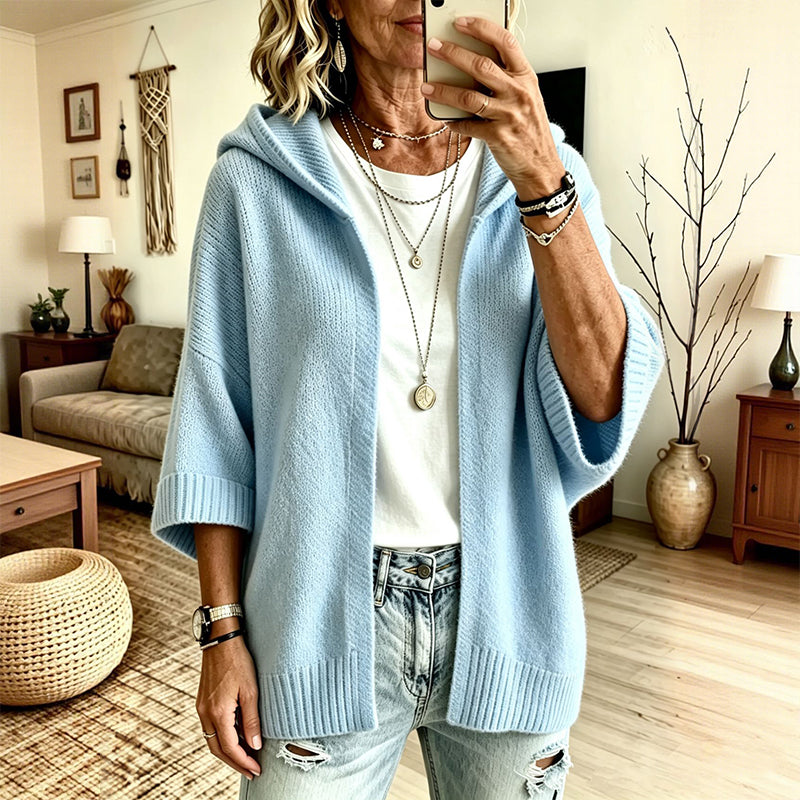 🔥✨ Women's 3/4 Sleeve Hooded Knit Cardigan – Soft Lightweight Layer For Effortless Everyday Style 🤍