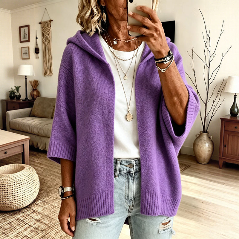 🔥✨ Women's 3/4 Sleeve Hooded Knit Cardigan – Soft Lightweight Layer For Effortless Everyday Style 🤍