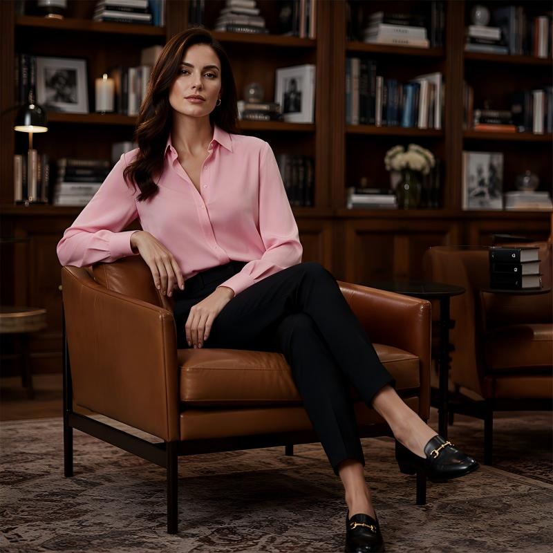 Women's Versatile Silky Satin Long Sleeve Shirt