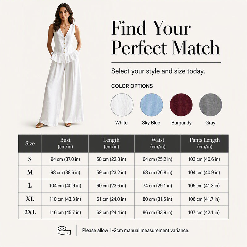 Women's Summer Peplum Top & Wide-Leg Pants Set