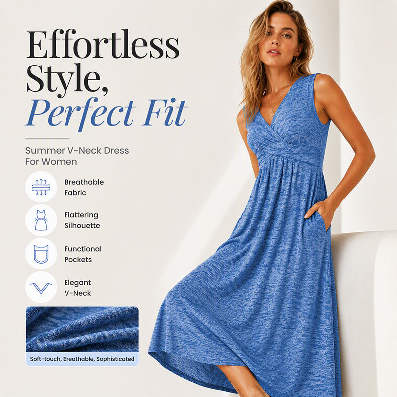 Women's Plus Size Sleeveless V-Neck Dress