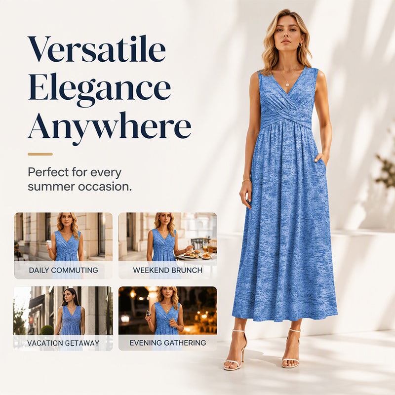 Women's Plus Size Sleeveless V-Neck Dress