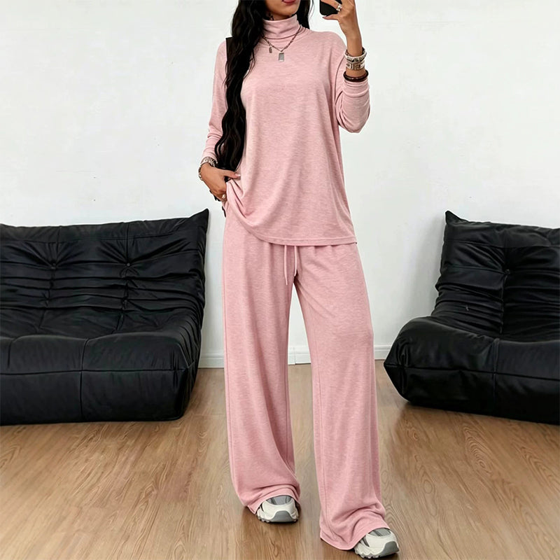 ☁️Women's Turtleneck Top & Wide-Leg Pants Set – Elegant Two-Piece Outfit For Cosy Everyday Style✨