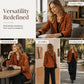 Women Vintage Corduroy Jacket Casual Loose Fit Suit Collar Outerwear with Pockets