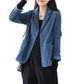 Women Vintage Corduroy Jacket Casual Loose Fit Suit Collar Outerwear with Pockets