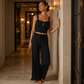 Trending Now⭐🌸 Lace-Trim Camisole & Straight-Leg Pajama Set – Ribbed Texture & Relaxed Fit for Cozy Lounging