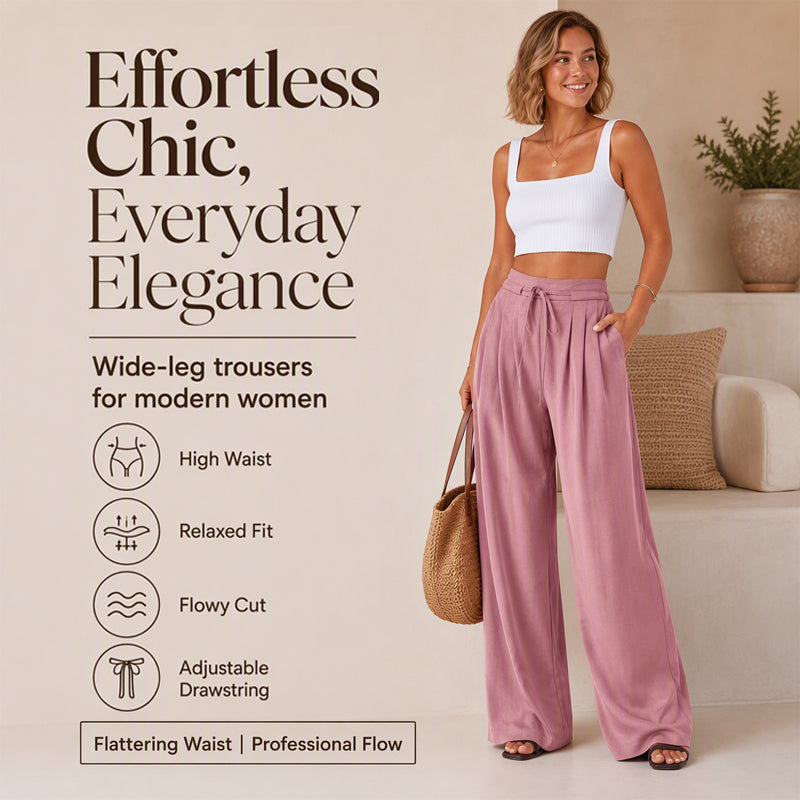 ⌛Limited-Time Offer✨Women's Casual Flowy Pleated Wide-Leg Pants – Flowy Relaxed Fit Pants For Effortless Everyday Elegance🤍