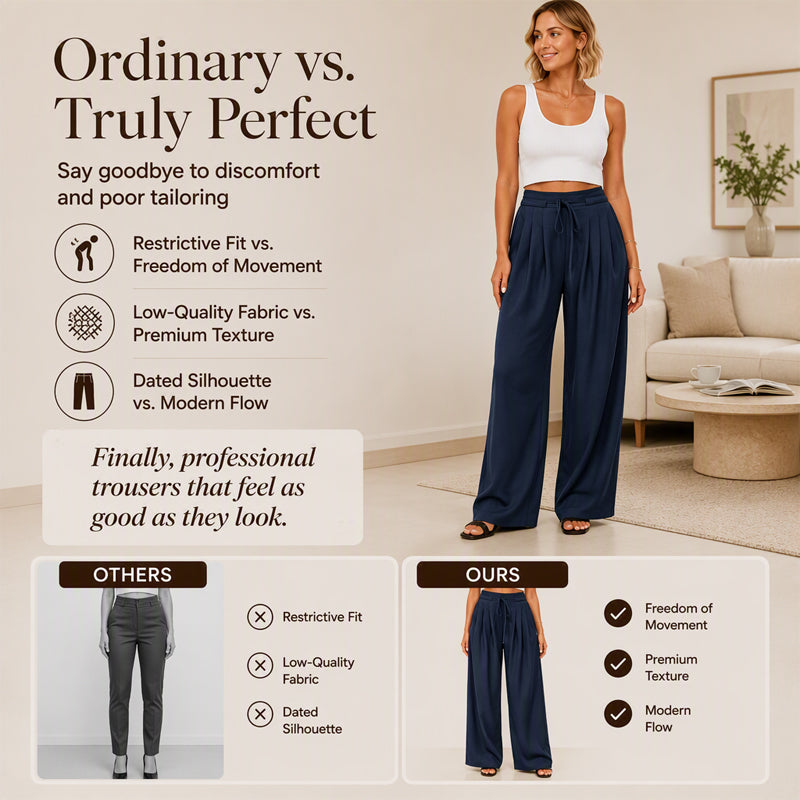 ⌛Limited-Time Offer✨Women's Casual Flowy Pleated Wide-Leg Pants – Flowy Relaxed Fit Pants For Effortless Everyday Elegance🤍
