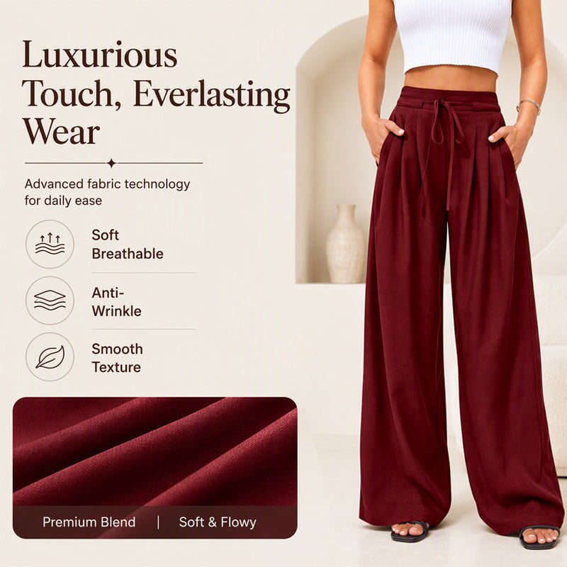 ⌛Limited-Time Offer✨Women's Casual Flowy Pleated Wide-Leg Pants – Flowy Relaxed Fit Pants For Effortless Everyday Elegance🤍