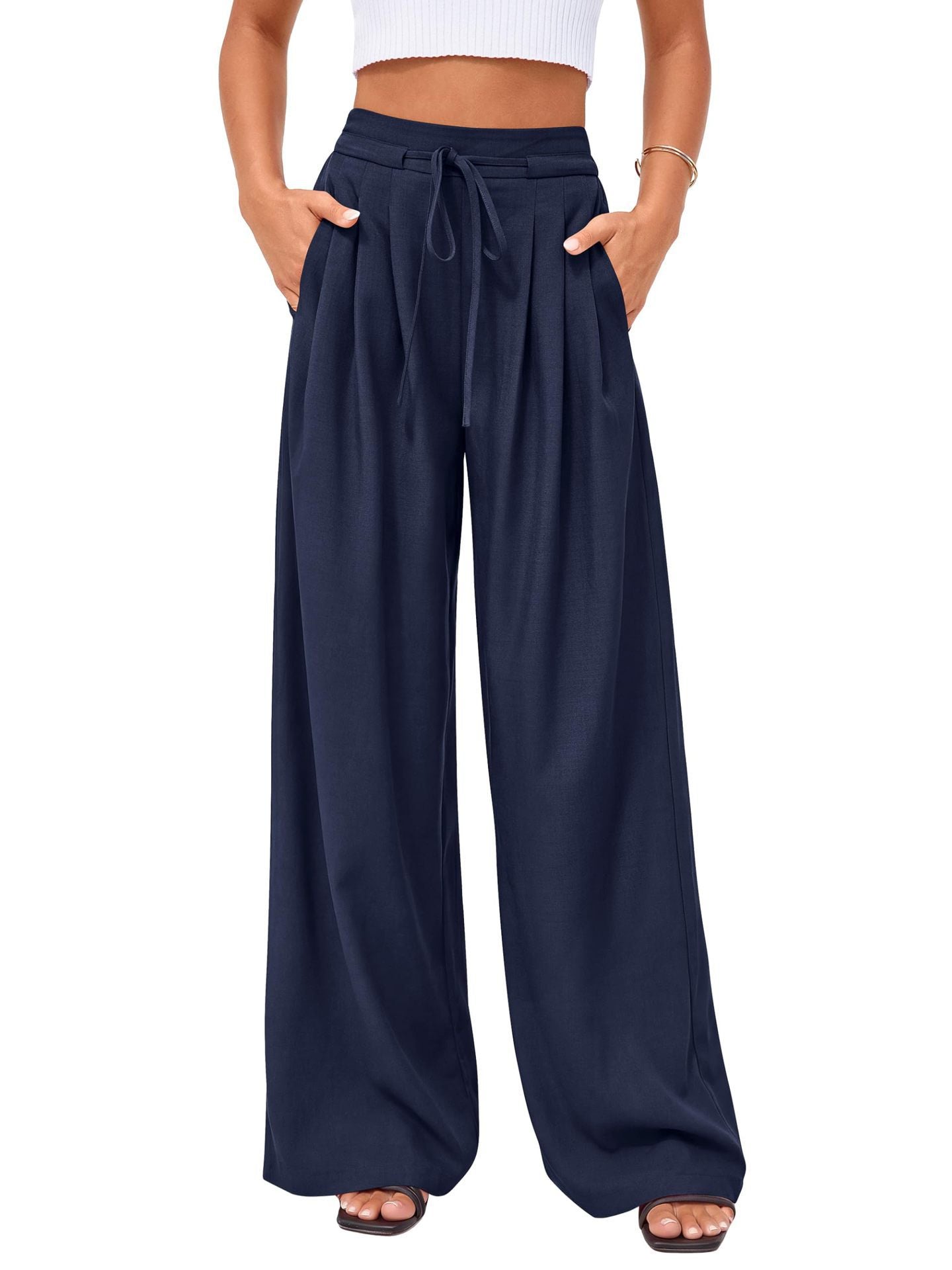 ⌛Limited-Time Offer✨Women's Casual Flowy Pleated Wide-Leg Pants – Flowy Relaxed Fit Pants For Effortless Everyday Elegance🤍
