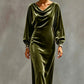 ⌛Limited-Time Offer-Women's Elegant Velvet Cowl Neck Dress – Luxe Soft Texture With Flattering Feminine Silhouette 🤍