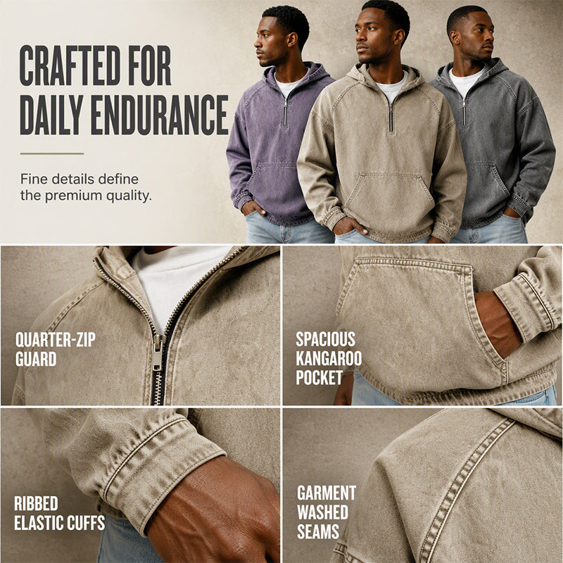 ✨Men's Casual Half-Zip Denim Jacket-Inspired Layer For Effortless Everyday Style👖