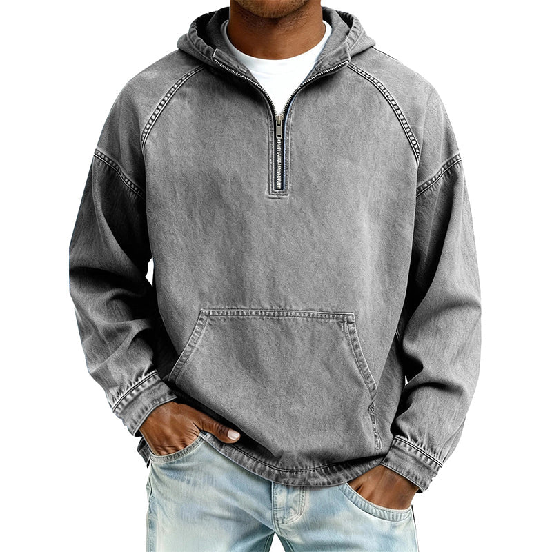 ✨Men's Casual Half-Zip Denim Jacket-Inspired Layer For Effortless Everyday Style👖