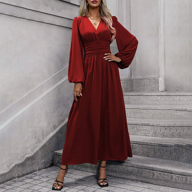 Women's High Slit Deep V Neck Maxi Dress