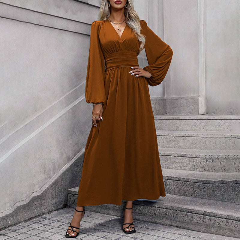 Women's High Slit Deep V Neck Maxi Dress