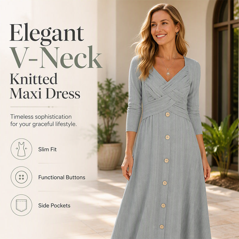 👖✨ Women's Casual Cross-Front V-Neck Cotton Dress