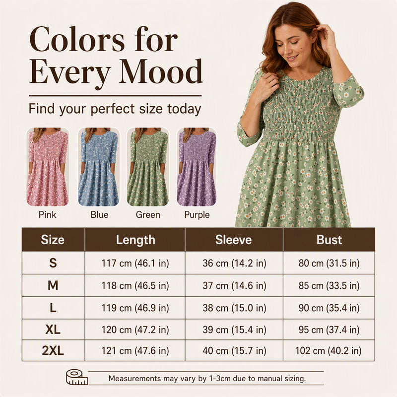💃Women's Smocked Floral Print Dress