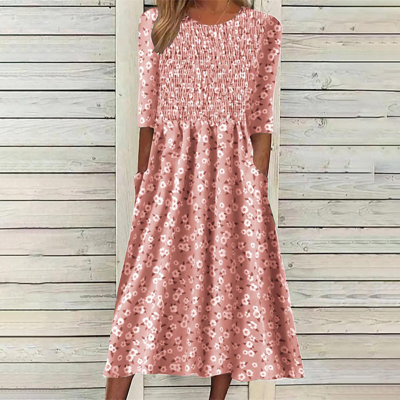 💃Women's Smocked Floral Print Dress