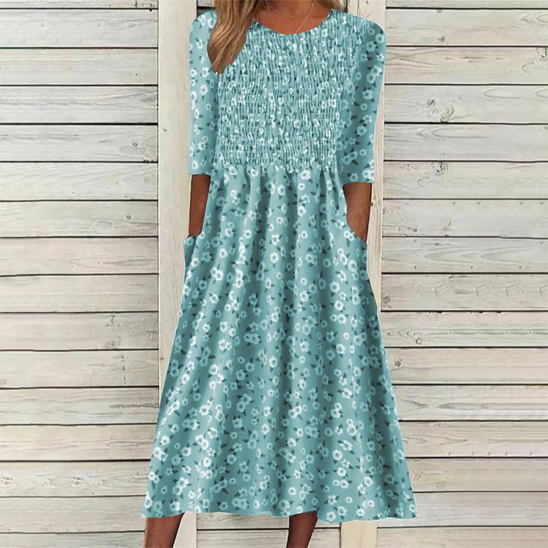 💃Women's Smocked Floral Print Dress