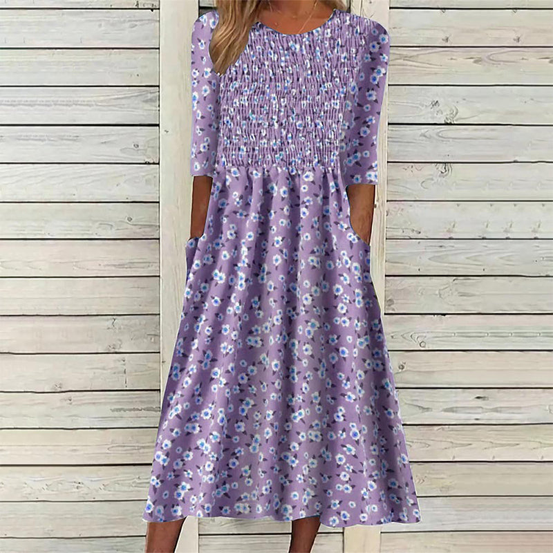 💃Women's Smocked Floral Print Dress