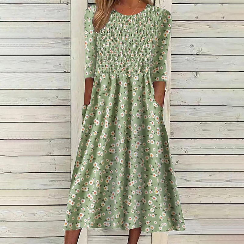 💃Women's Smocked Floral Print Dress