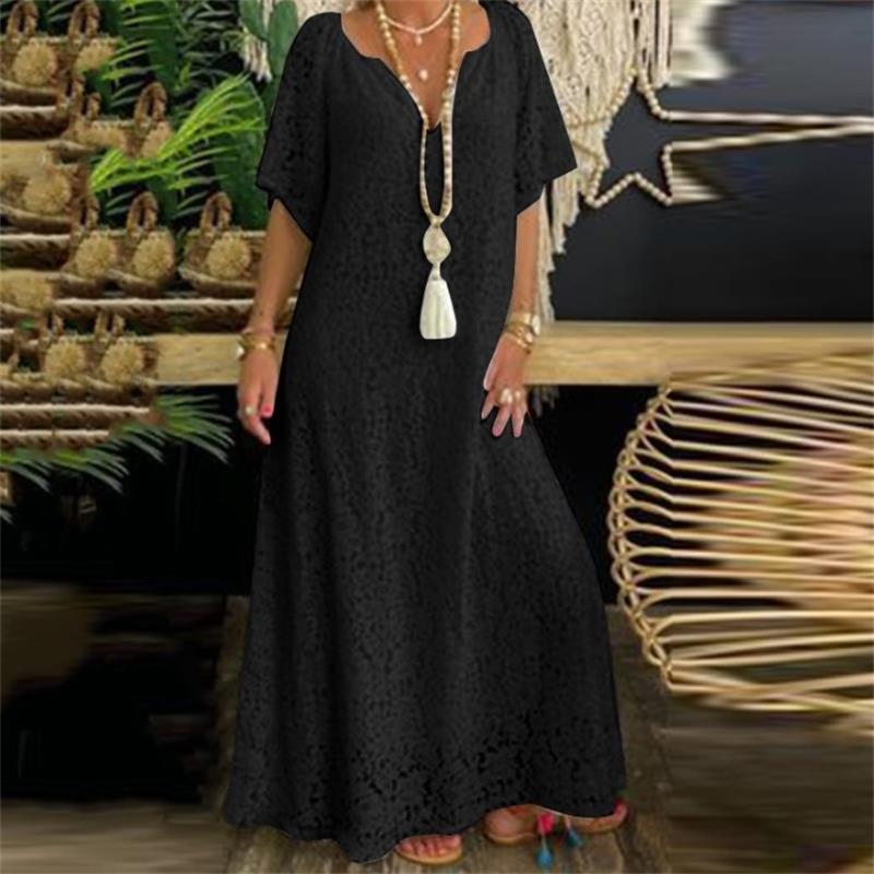 Women's Elegant V -neck Leisure Lace Long Skirt