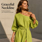 Women's Elegant One-Shoulder Belted Dress