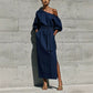 Women's Elegant One-Shoulder Belted Dress