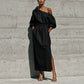 Women's Elegant One-Shoulder Belted Dress