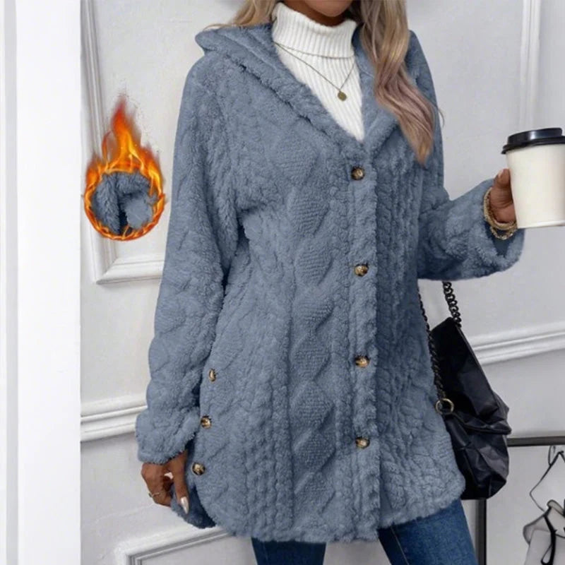 Women's Warm Diamond Pattern Hooded Jacket