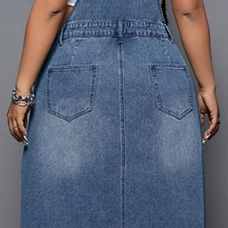 Women's Plus Size Denim Overall Maxi Dress