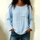 ⏰Last Day Sale 54% Off 💃Women's Crewneck Textured Patchwork Top