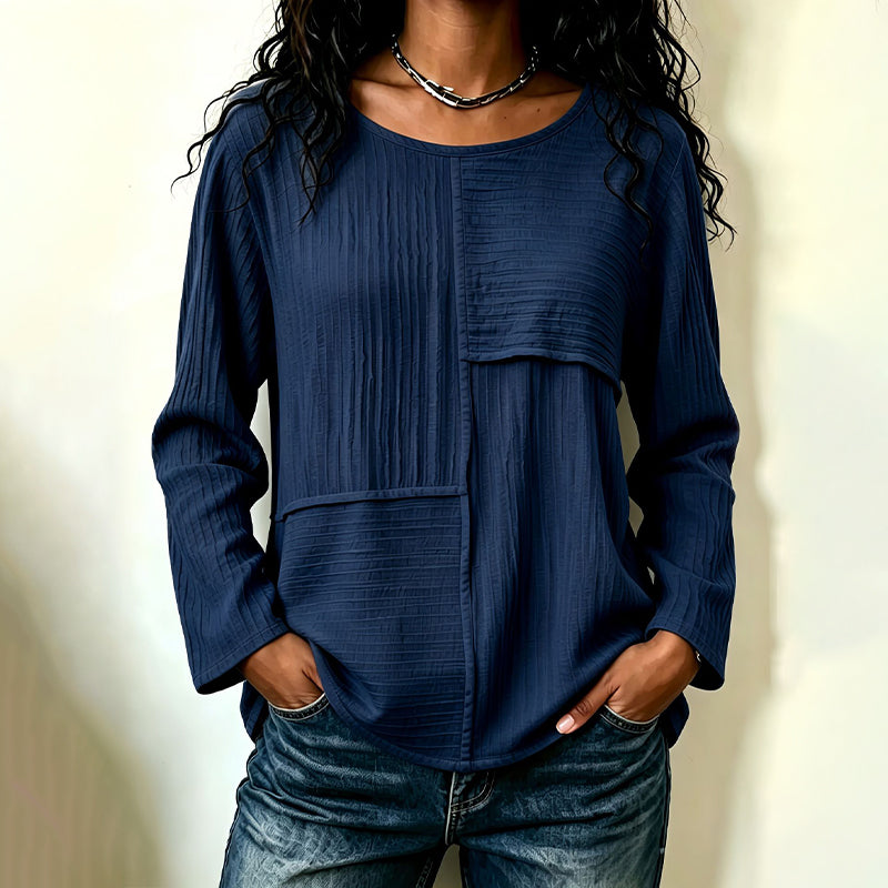 ⏰Last Day Sale 54% Off 💃Women's Crewneck Textured Patchwork Top