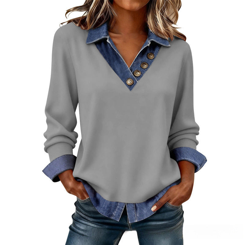 ⏰Last Day Sale 55% Off 👚 Women's Casual Patchwork Long Sleeve Top
