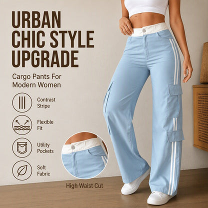 ⏰Last Day Sale 63% Off  👖 Women's Side Stripe Straight-Leg Cargo Pants