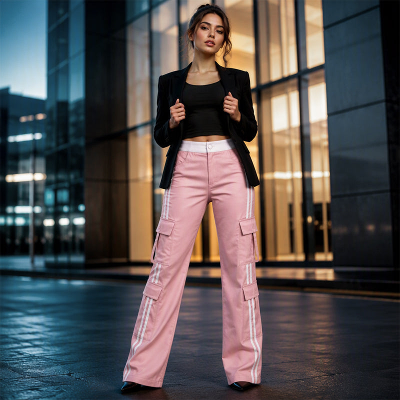 ⏰Last Day Sale 63% Off  👖 Women's Side Stripe Straight-Leg Cargo Pants