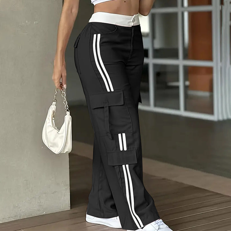 ⏰Last Day Sale 63% Off  👖 Women's Side Stripe Straight-Leg Cargo Pants