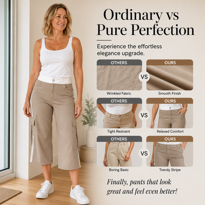 🍁New Fall Collection-Women's Sporty Side Stripe Capri Cargo Pants
