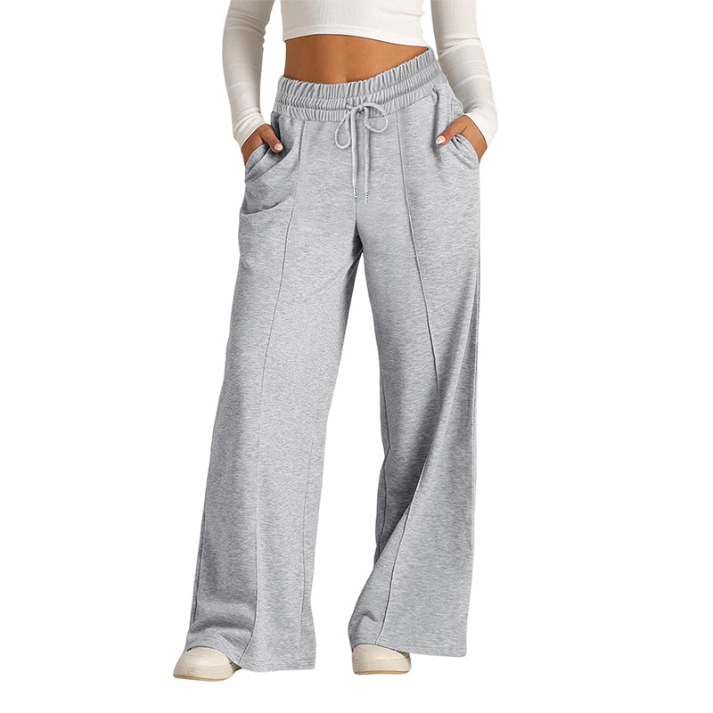 Women's Casual Wide-Leg Pants with Drawstring Elastic