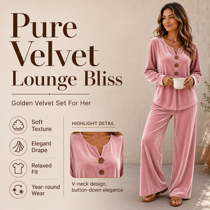 Women's Casual Velvet 2-Piece Loungewear Set