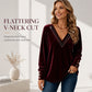 Women's V-Neck Long Sleeve Velvet Top