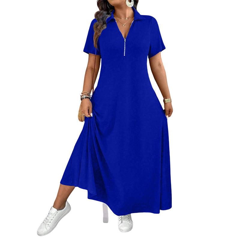 👗 Women's Casual Solid Color Zipper Maxi Dress – Effortless Elegance Meets Everyday Comfort