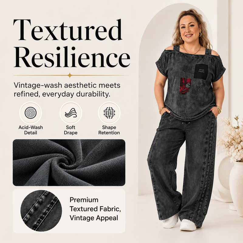 Women's Off Shoulder Top & Wide Leg Pants