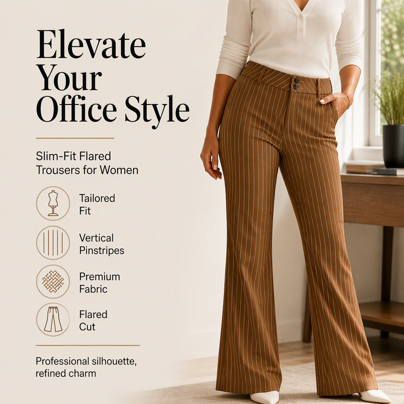 👖 Women's Striped Flared Dress Pants – Flattering Fit Meets Effortless Elegance