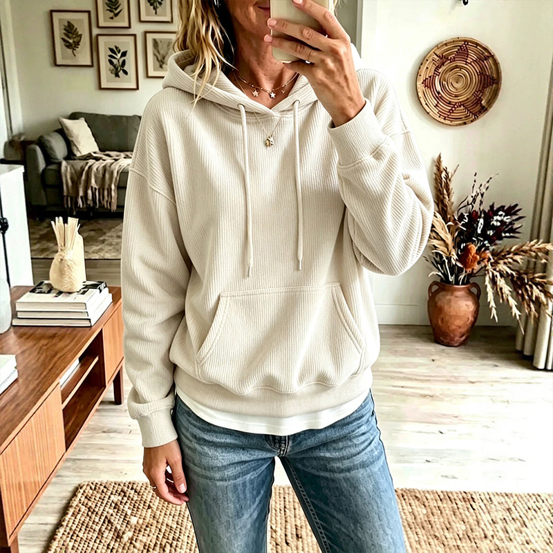 🍂Women's Corduroy Hooded Sweatshirt with Pockets – Cozy Texture Meets Effortless Autumn Style