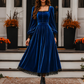 👗 Women's Vintage Square Neck Velvet Dress – Timeless Elegance Meets Luxe Comfort