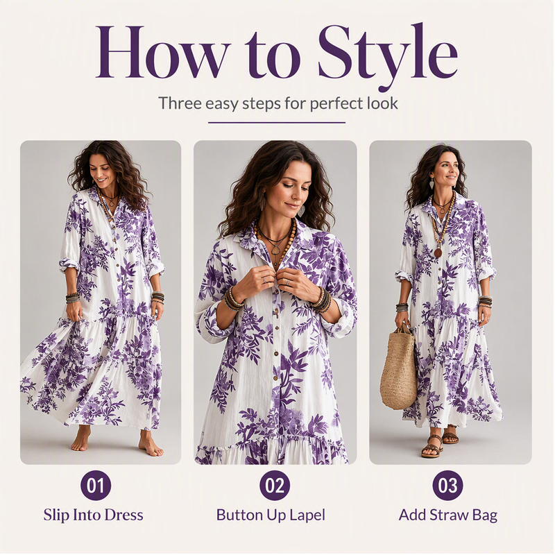 🍂 Women's Floral Print Maxi Dress – Feminine Elegance Meets Effortless Autumn Style