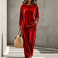⏰Last Day Sale 50% Off 💃 Women's Velvet Long Sleeve Top & Wide-Leg Pants Set