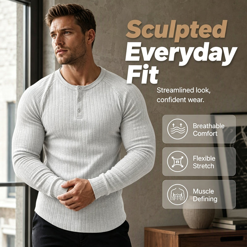 🔥 SHARPER EVERYDAY STYLE | Men's Textured Henley Shirt -50%