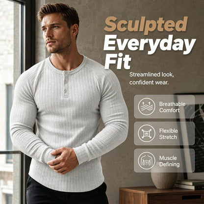 🔥 SHARPER EVERYDAY STYLE | Men's Textured Henley Shirt -50%